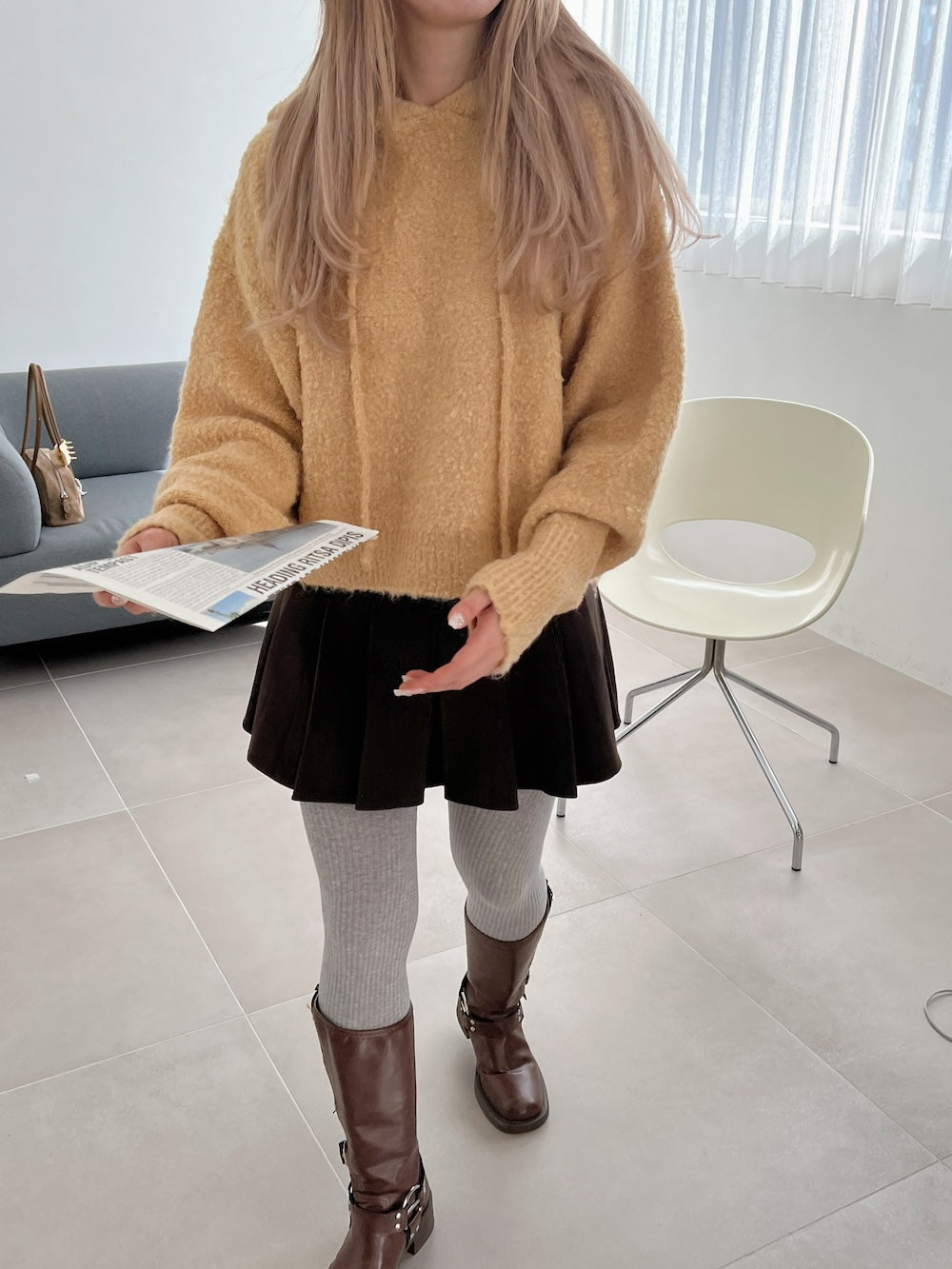 <SL2244643> フーディーモヘアニット