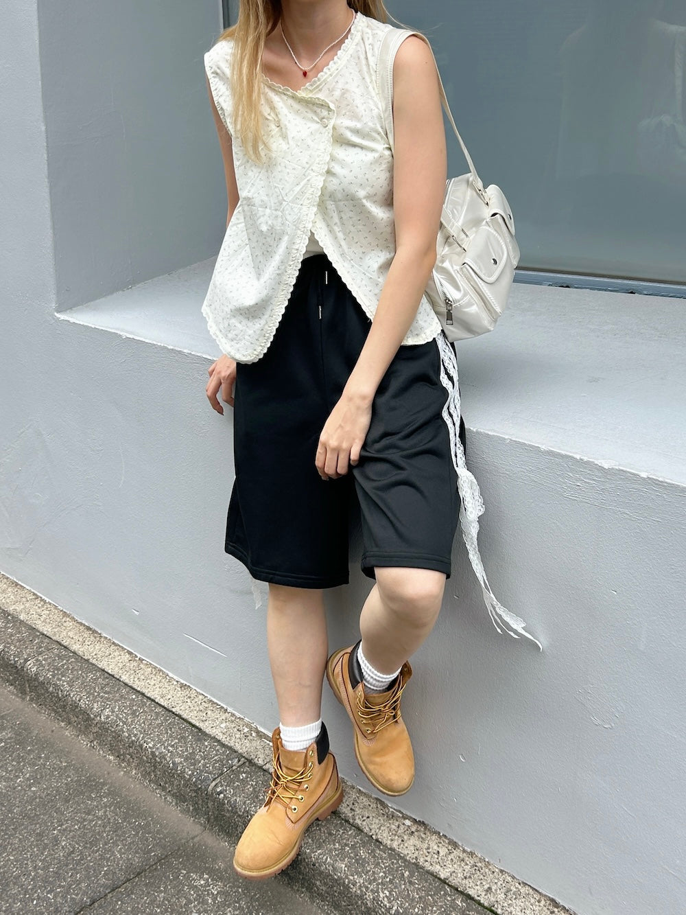 <SL2242608> サイドレースリボンハーフパンツ