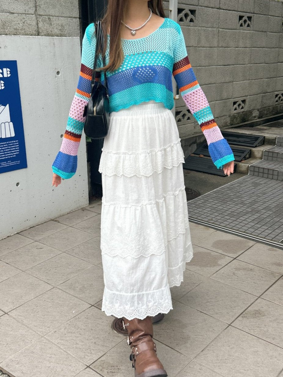 <SL2243618> マルチメッシュクロップドトップス