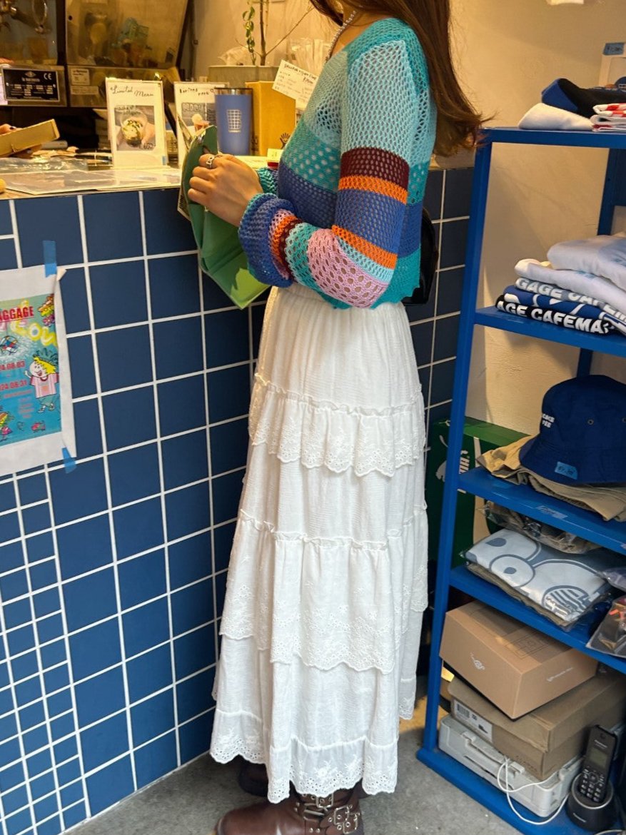 <SL2243618> マルチメッシュクロップドトップス