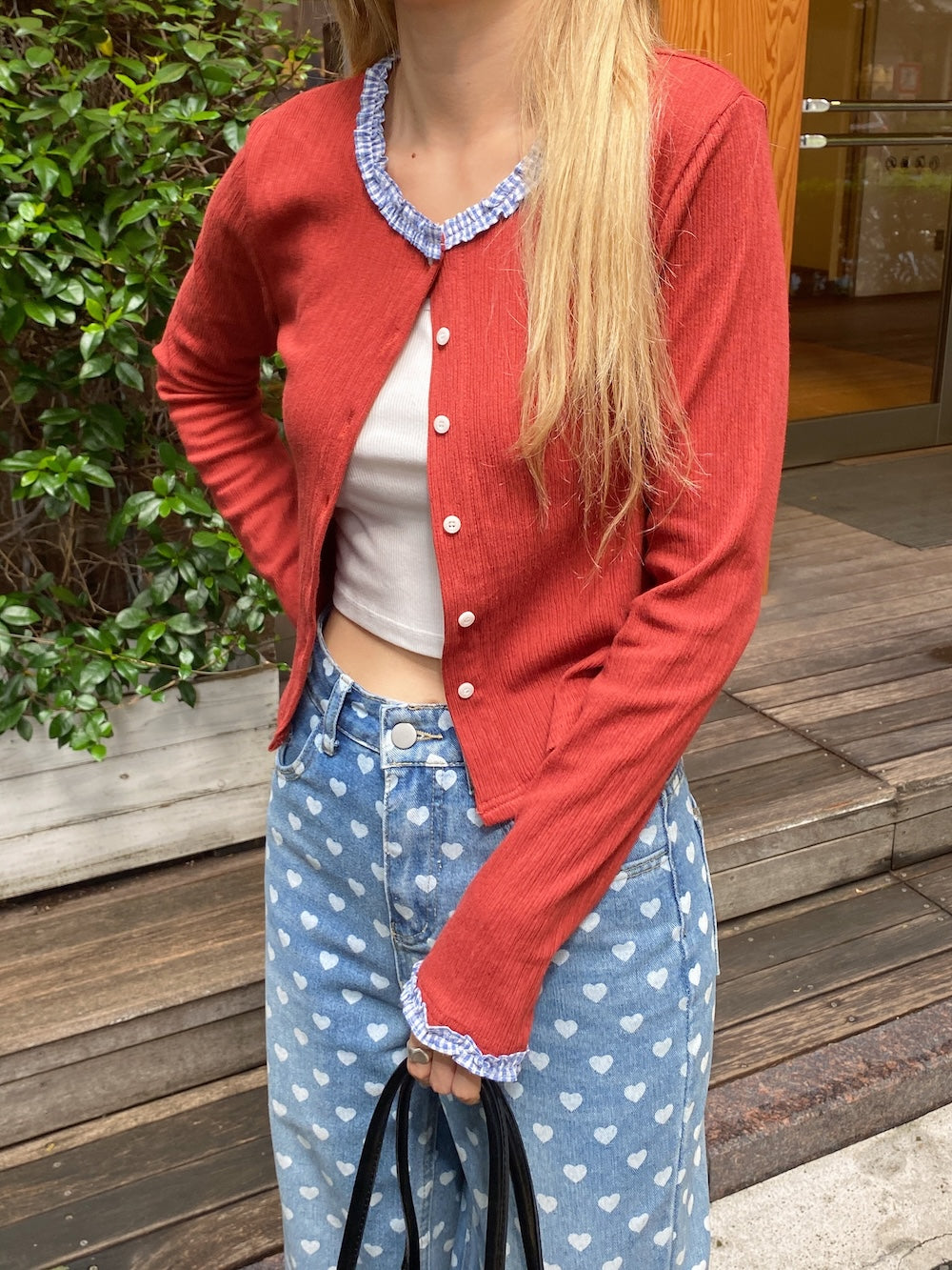 <SL2243676> check hem point cardigan