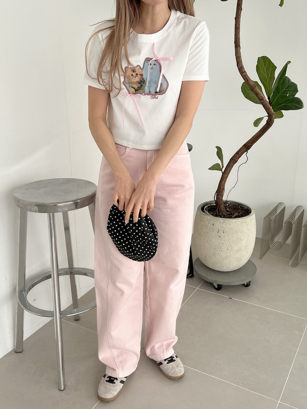 <SL2252606> キャットリボンTシャツ