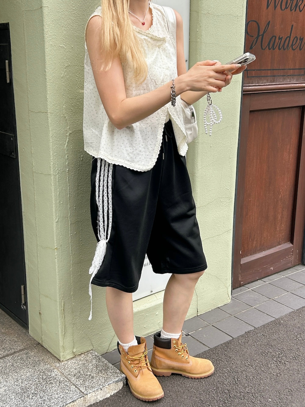 <SL2242608> サイドレースリボンハーフパンツ