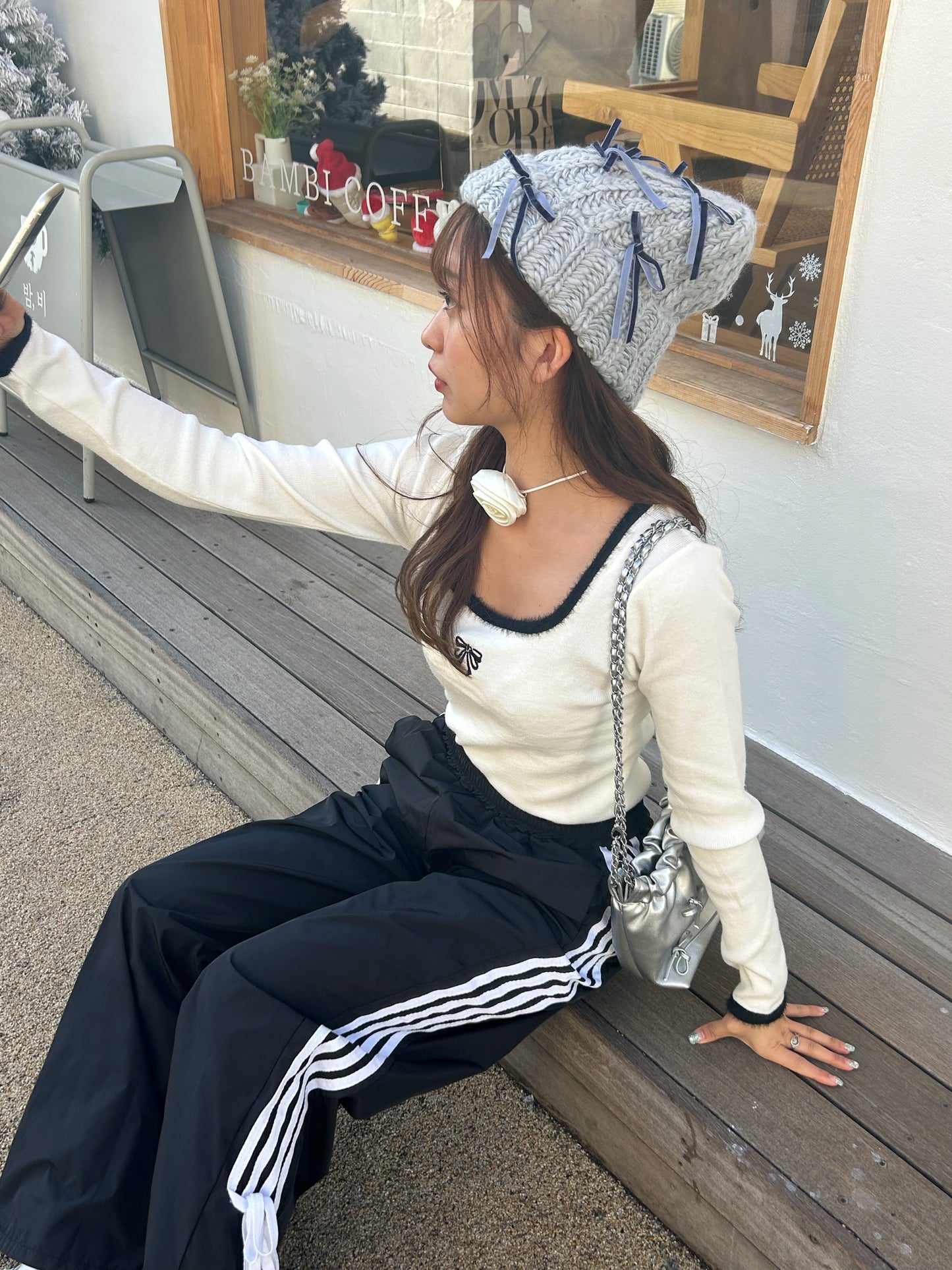 <SL5234602> sweetie knit ribbon hat