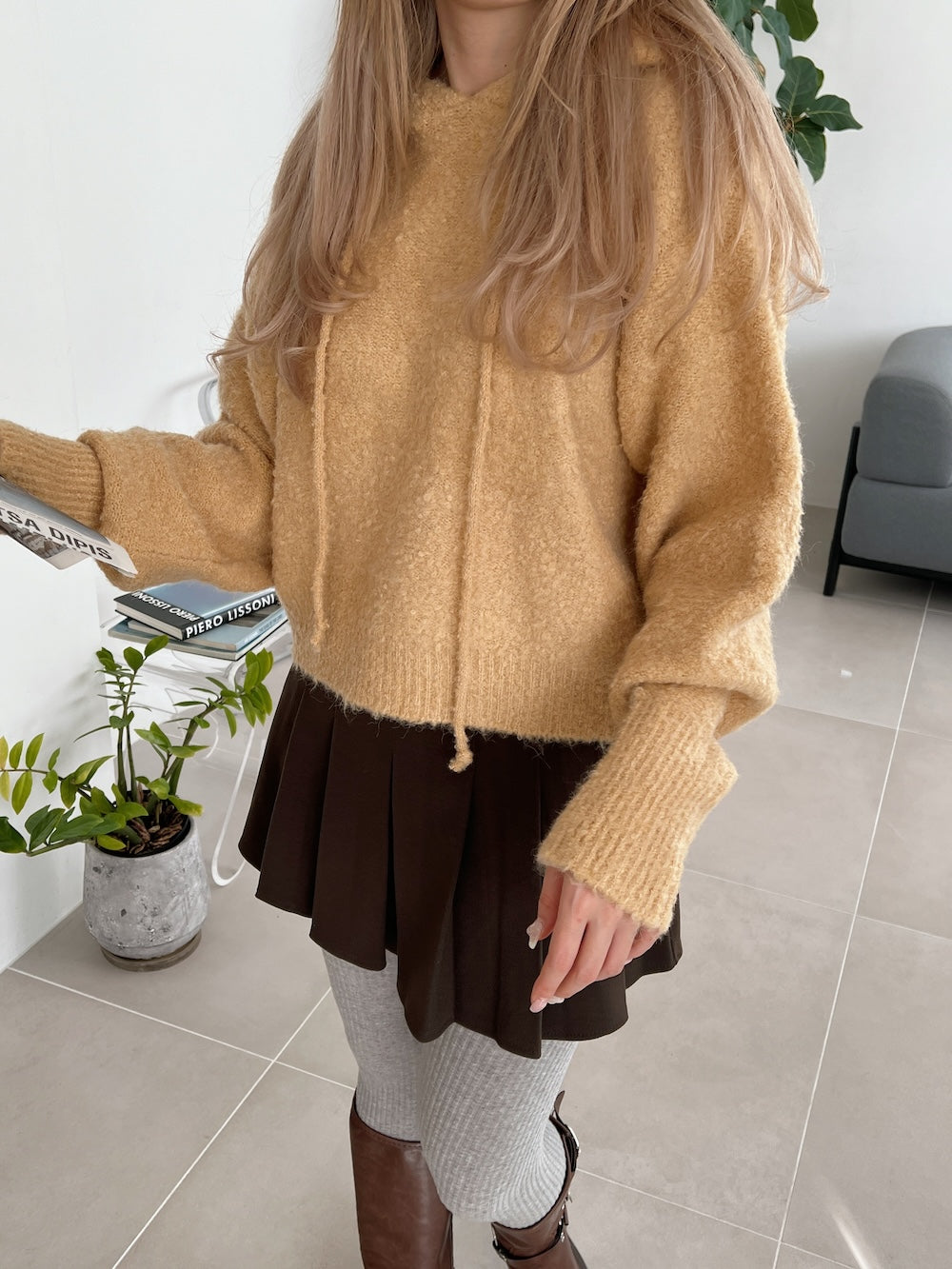 <SL2244643> フーディーモヘアニット