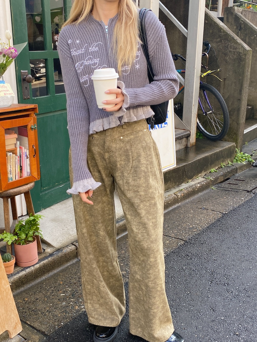<SL2244635> フリルヘムレディライクフーディーカーディガン