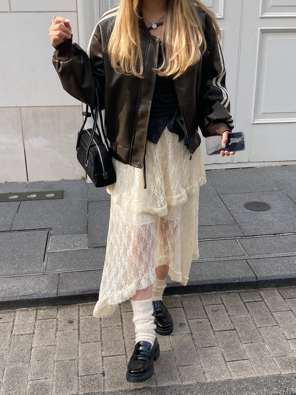 <SL2243611> アシンメトリーレーススカート