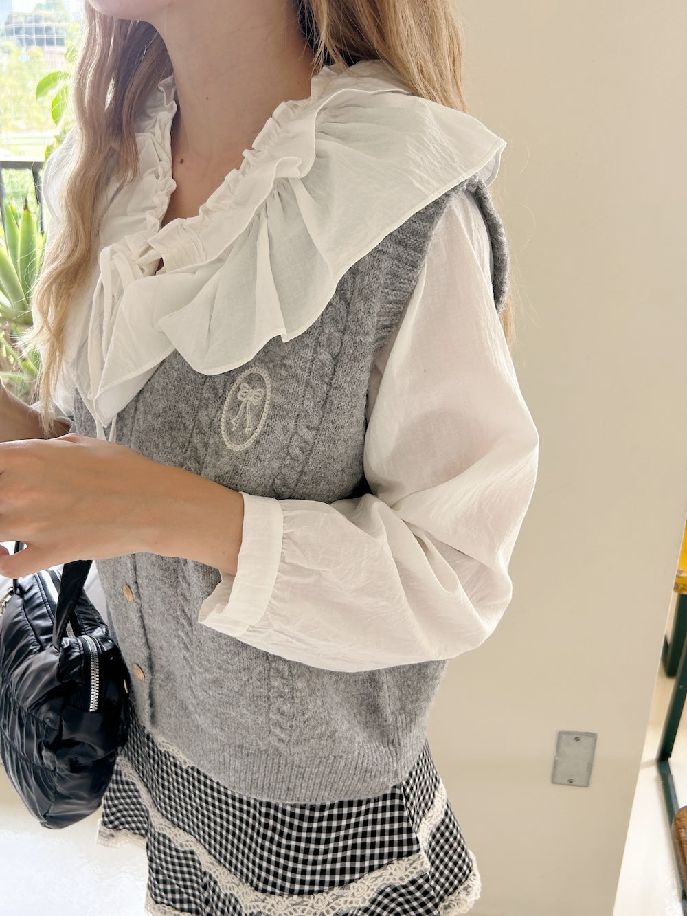 <SL2241624> double frill collar vintage blouse