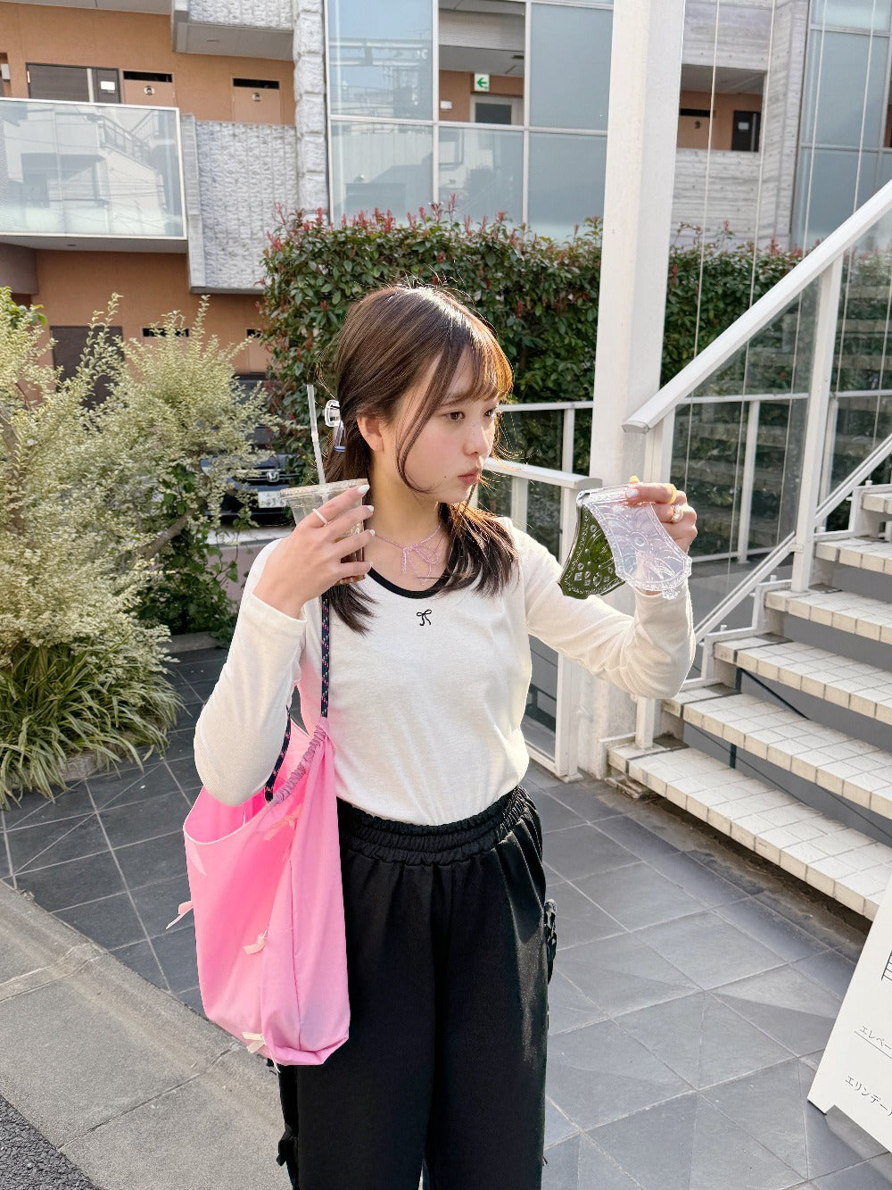 <SL2241606> リボンワンポイントトップス