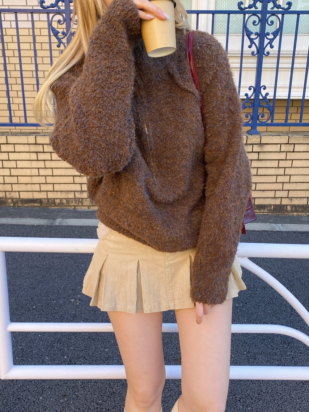 <SL2244613> ハーフジップもこもこBIGニット