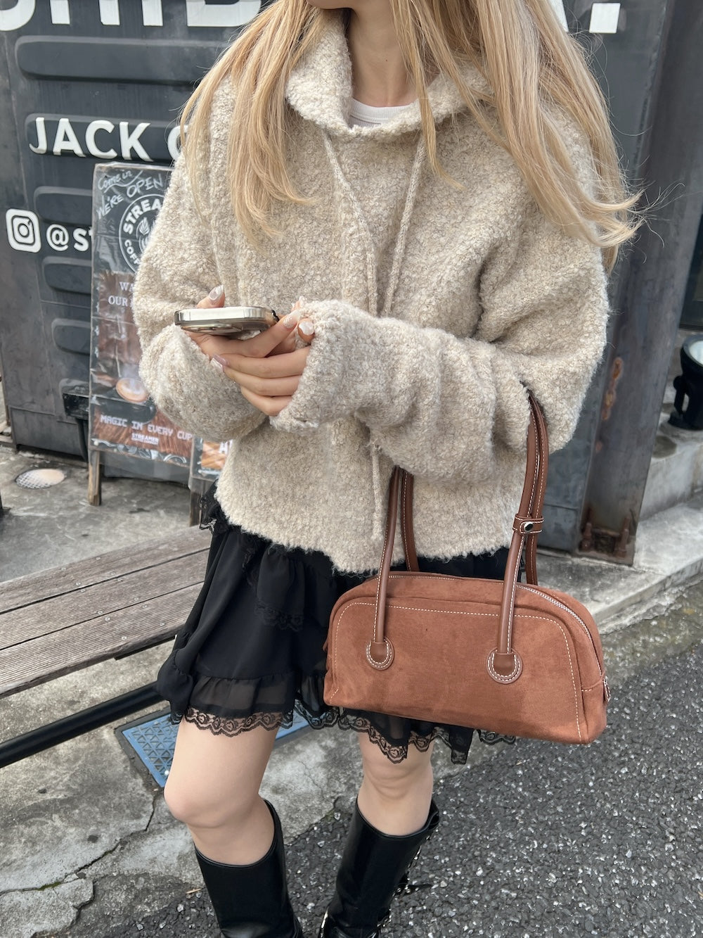 <SL2244643> フーディーモヘアニット