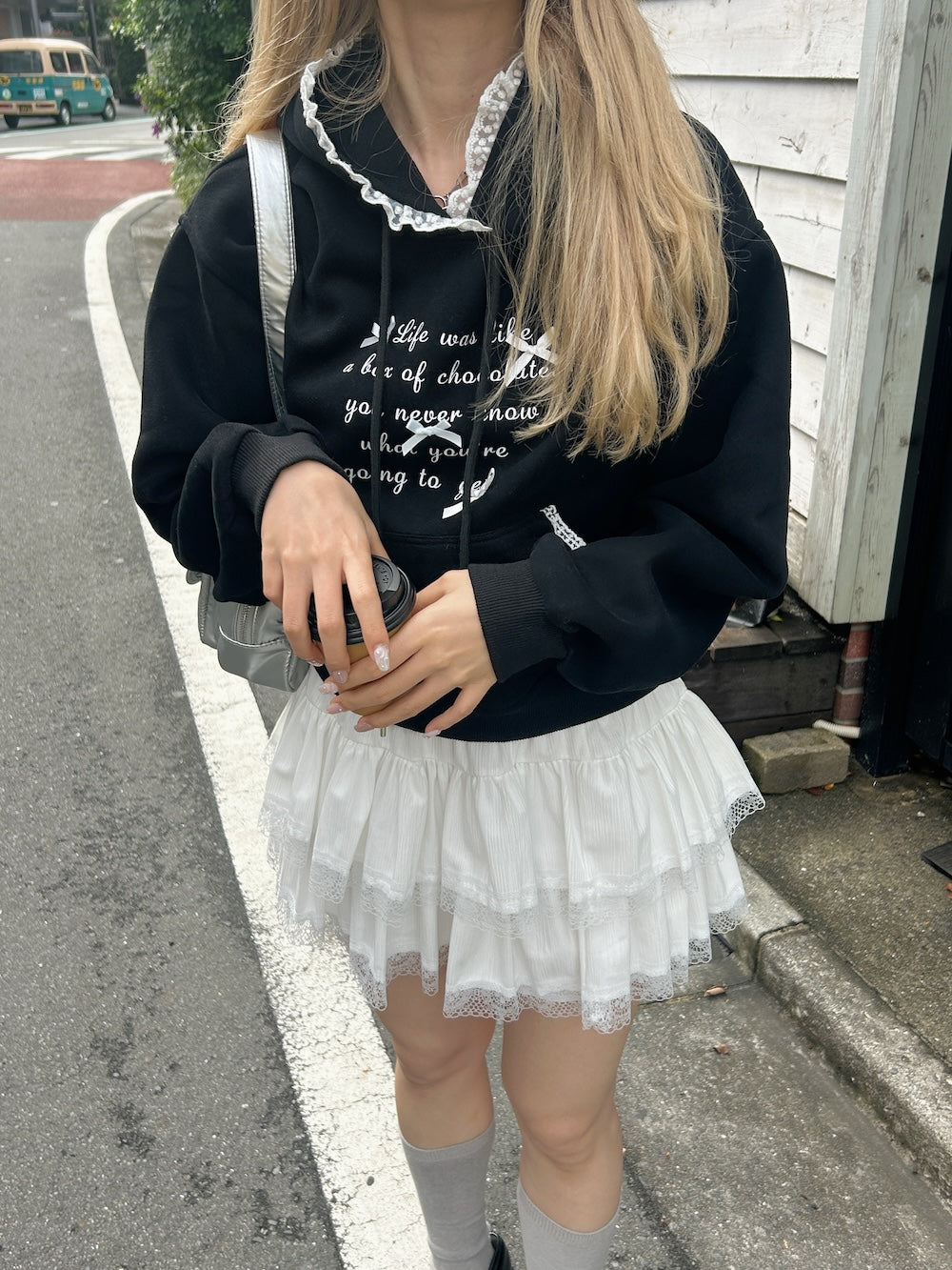 <SL2244669> 裏起毛リボンポイントフーディー