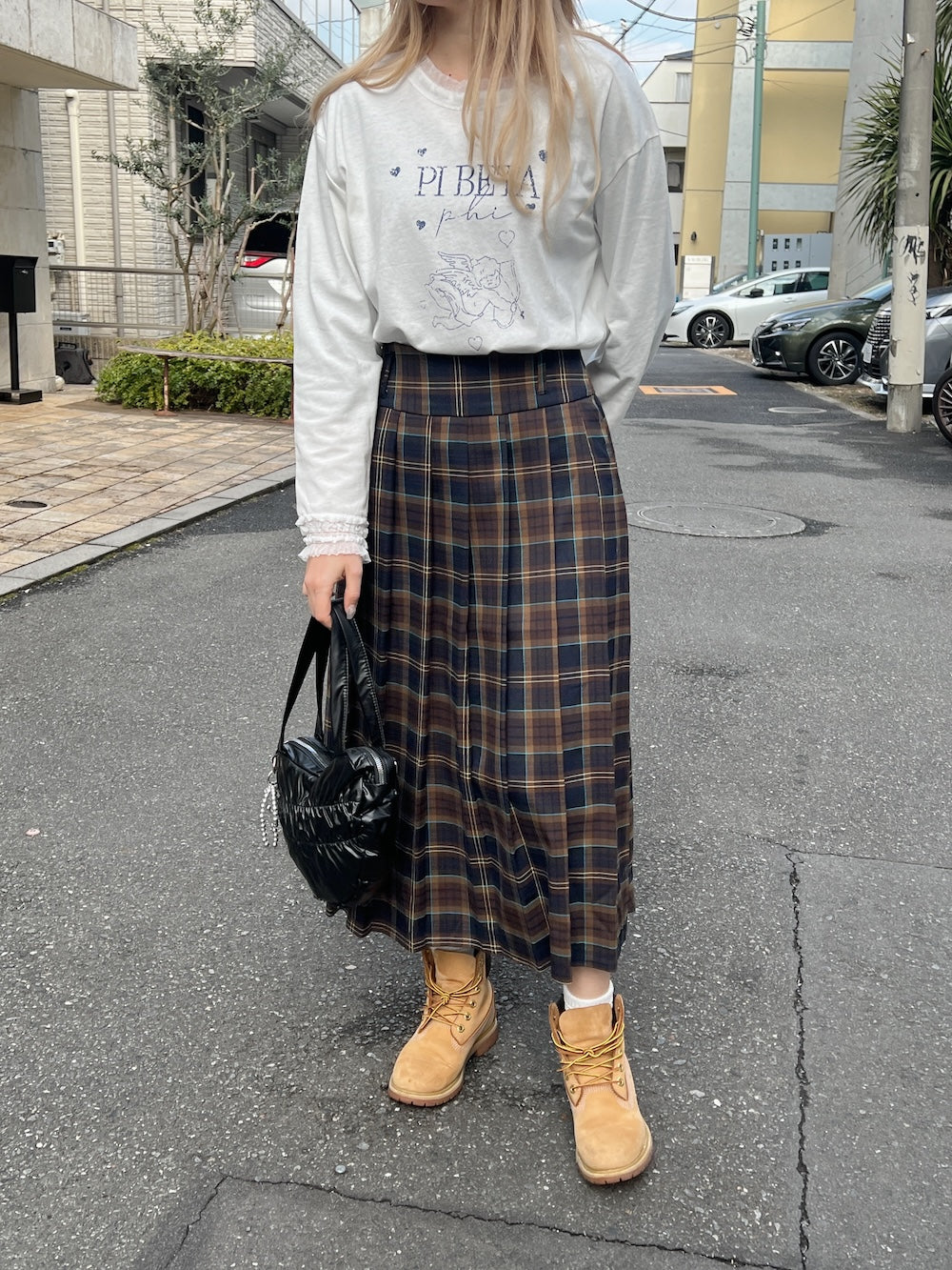 <SL2244656> ロングチェックプリーツスカート