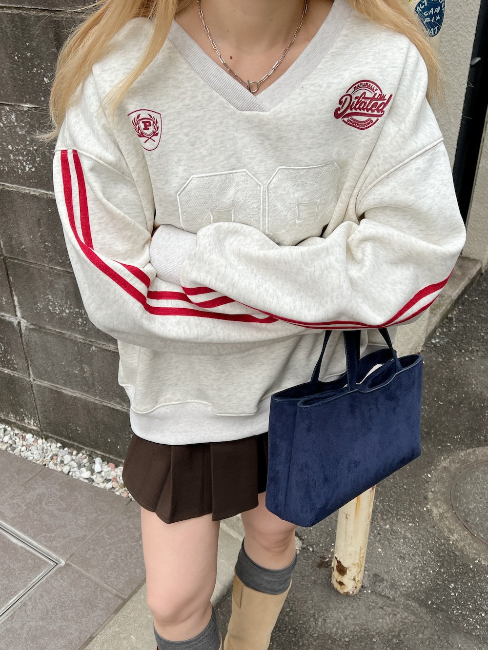 <SL2244629> 裏起毛レースナンバリングスウェット