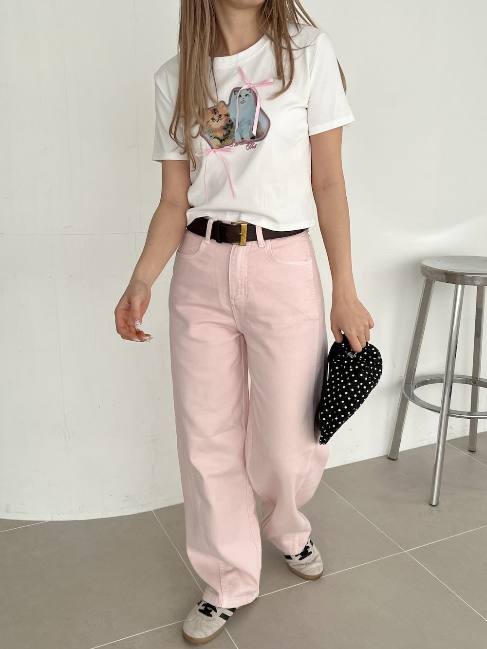 <SL2252606> キャットリボンTシャツ