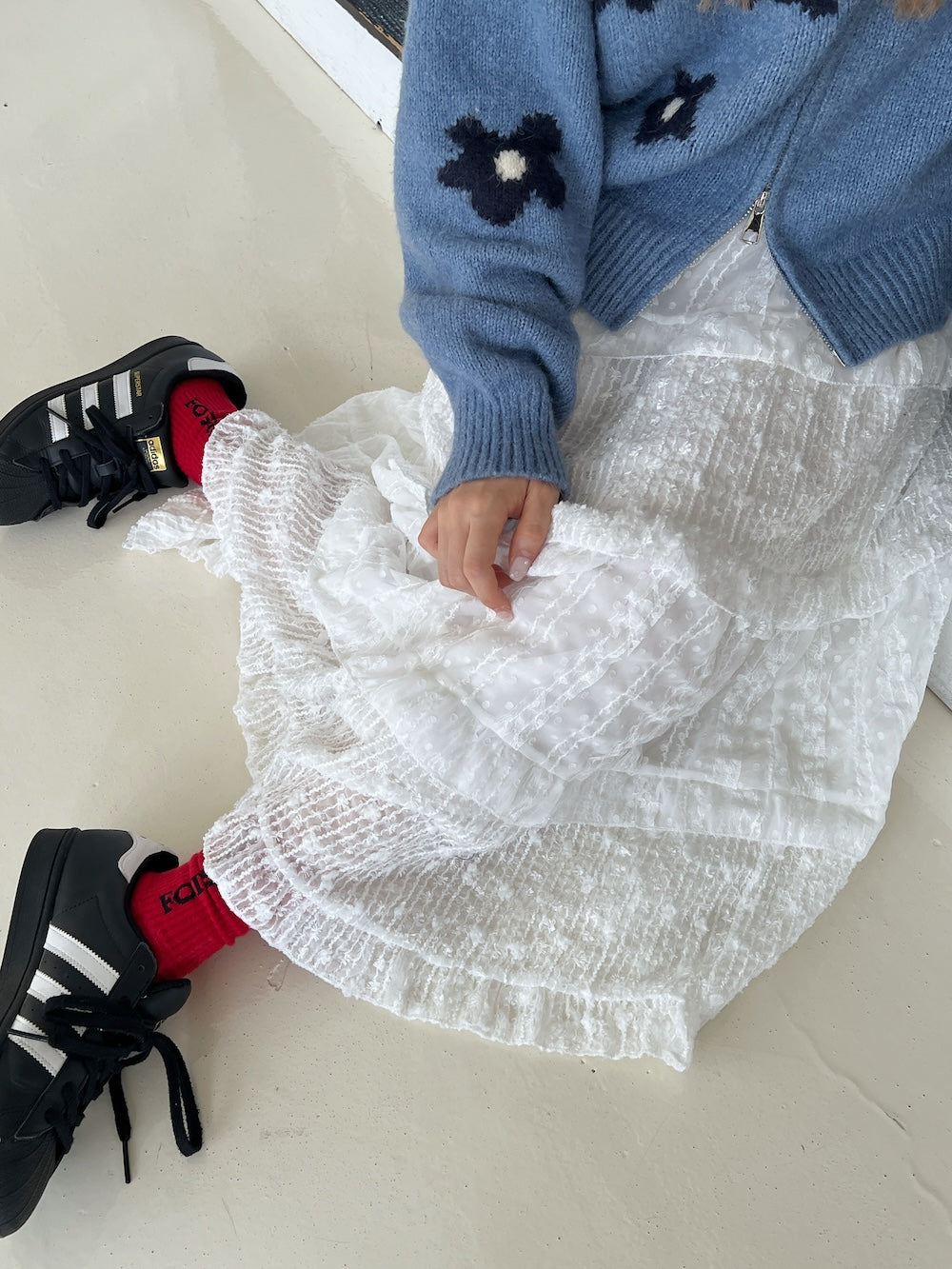 <SL2243632> shining lace tiered skirt