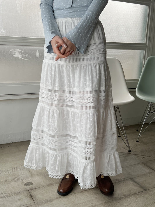 <SL2251615> レース刺繍ロングスカート