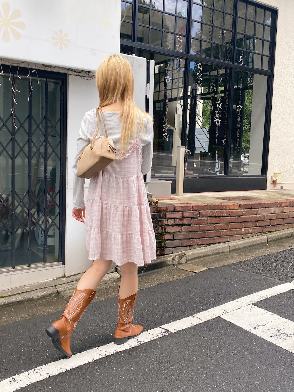 <SL2243604> チェックフリルティアードチュニック