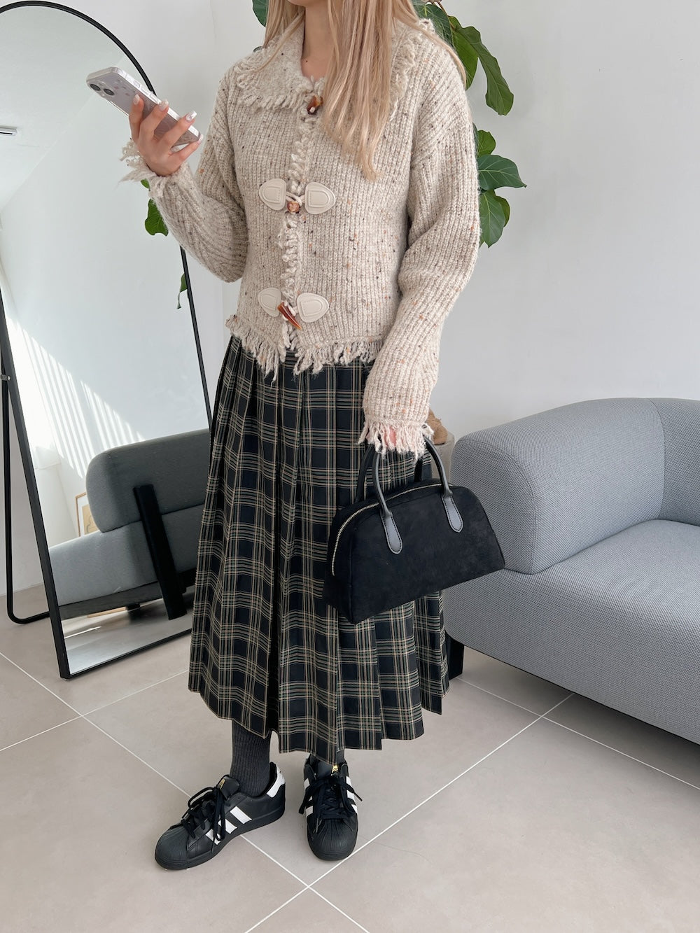 <SL2244656> ロングチェックプリーツスカート