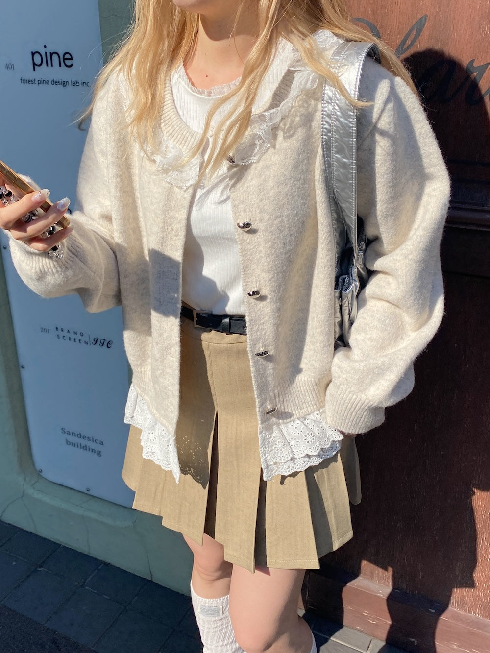 <SL2244663> sweetie lace hem cardigan