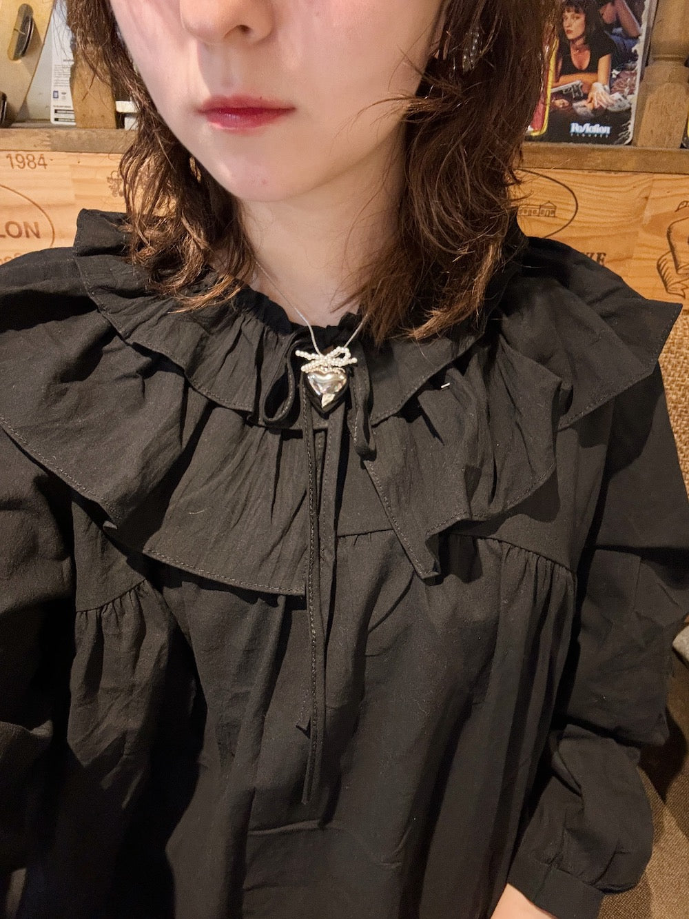 <SL2241624> double frill collar vintage blouse