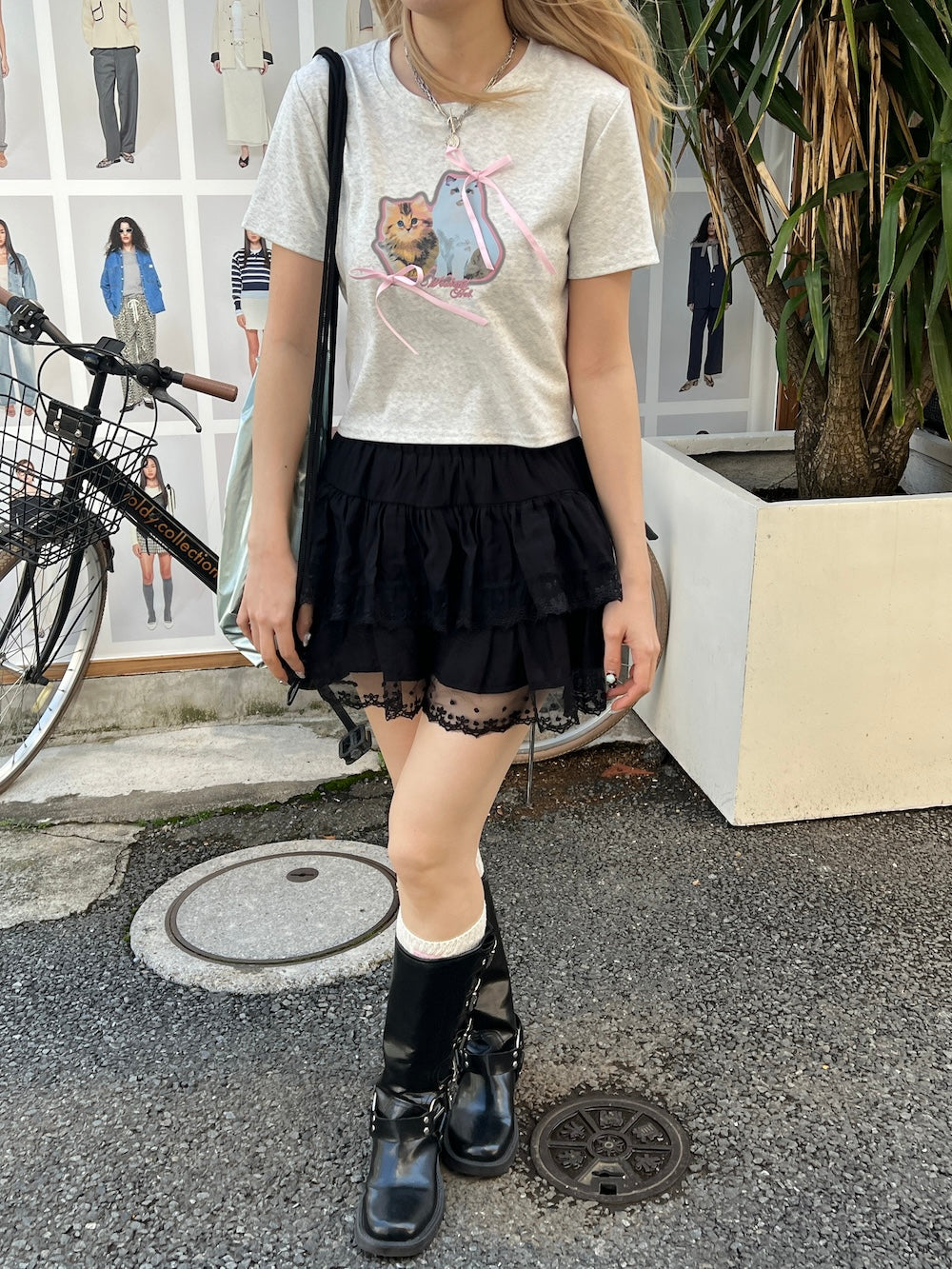 <SL2251648> コットンティアードミニスカート