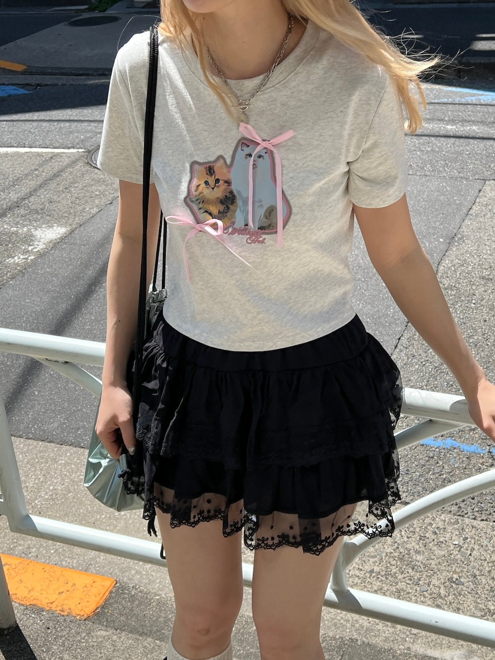 <SL2252606> キャットリボンTシャツ
