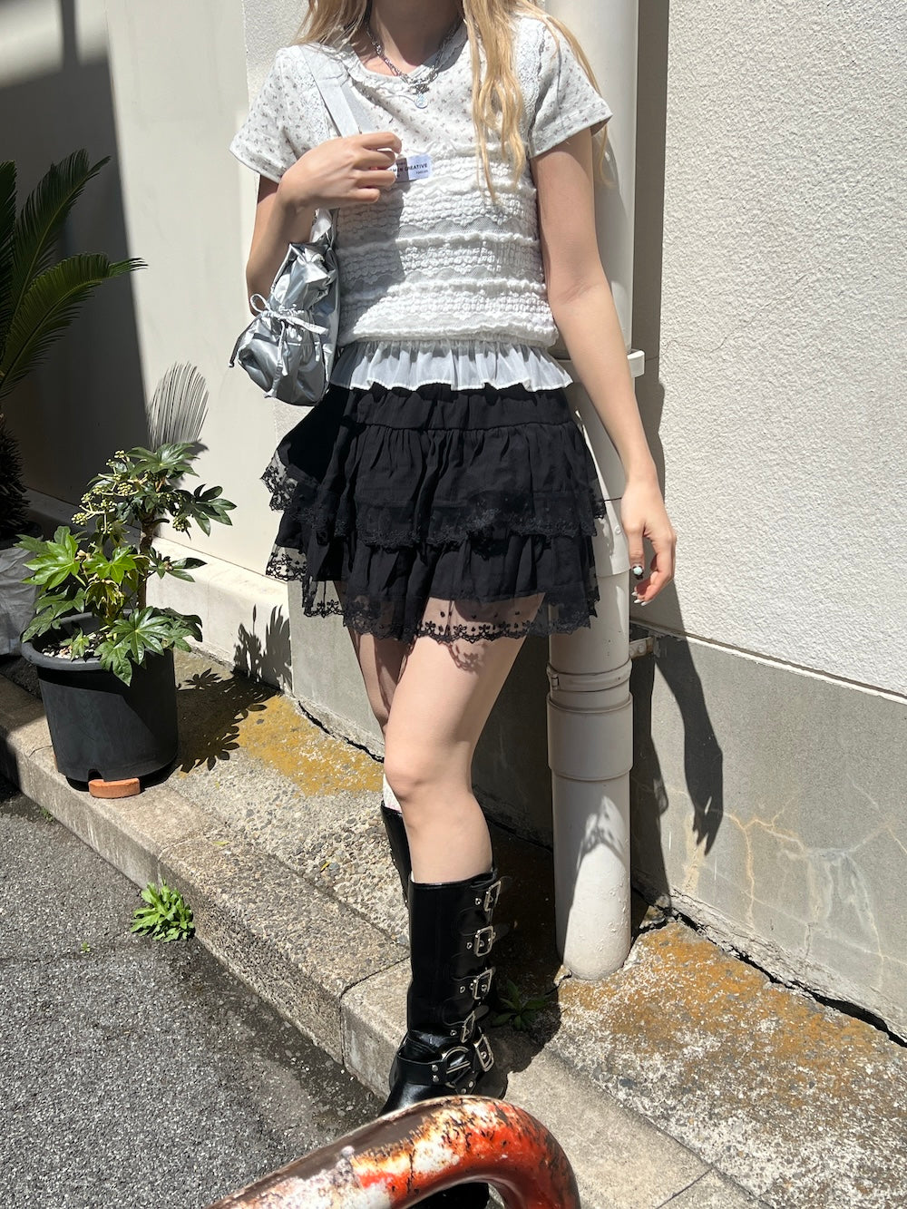 <SL2251648> コットンティアードミニスカート