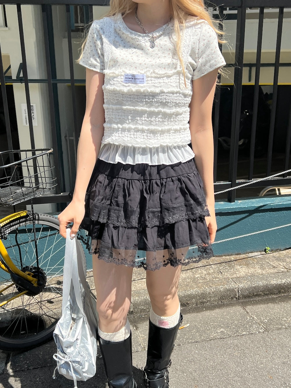 <SL2251648> コットンティアードミニスカート