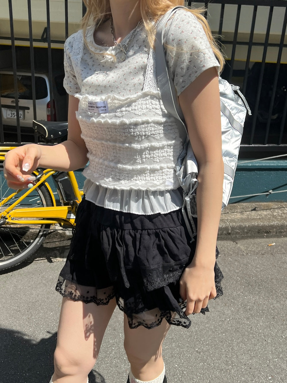 <SL2251648> コットンティアードミニスカート