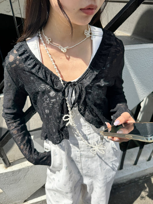 <SL2241623> frill shear cardigan