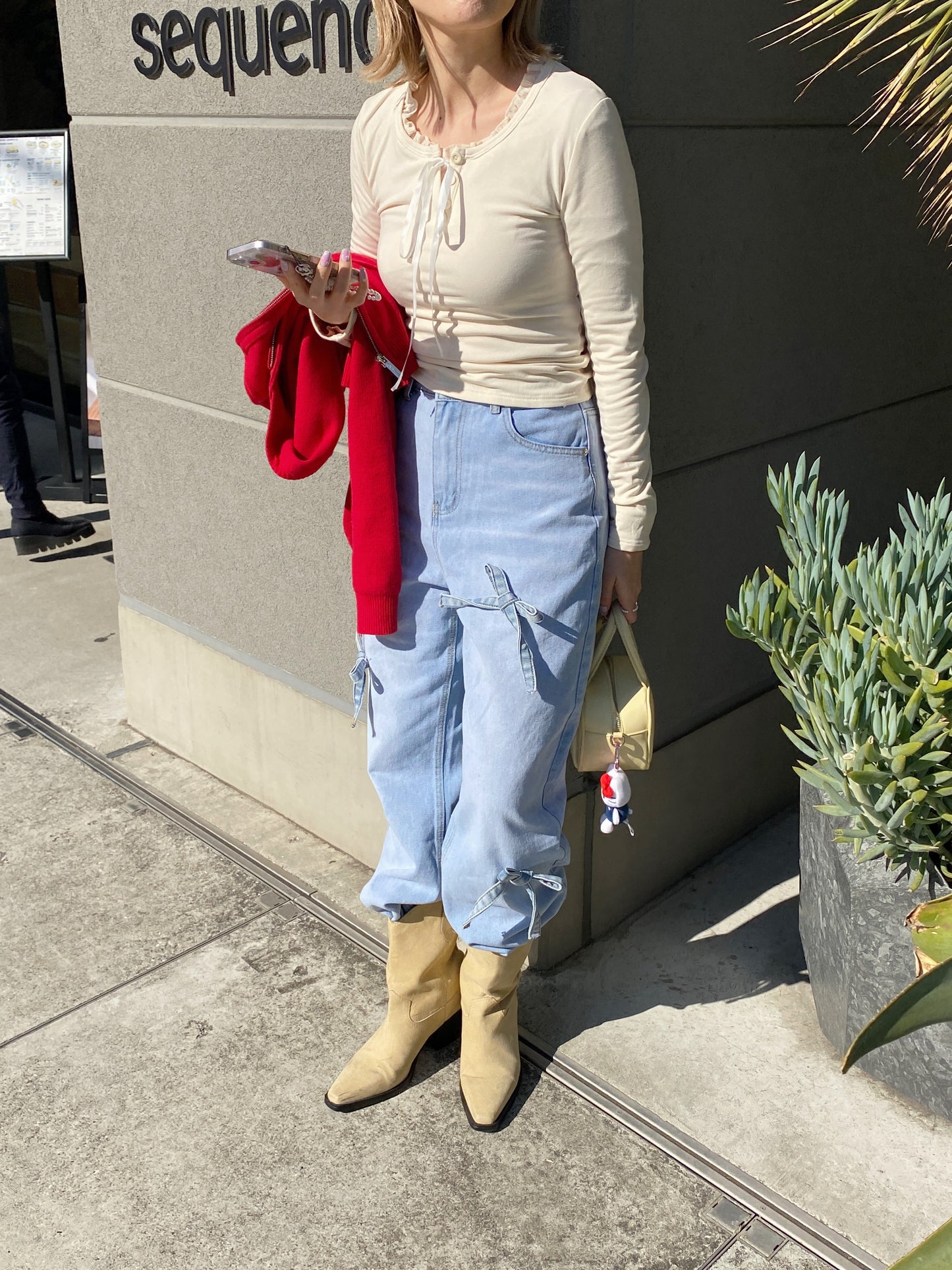 <SL2234658> ribbon point denim