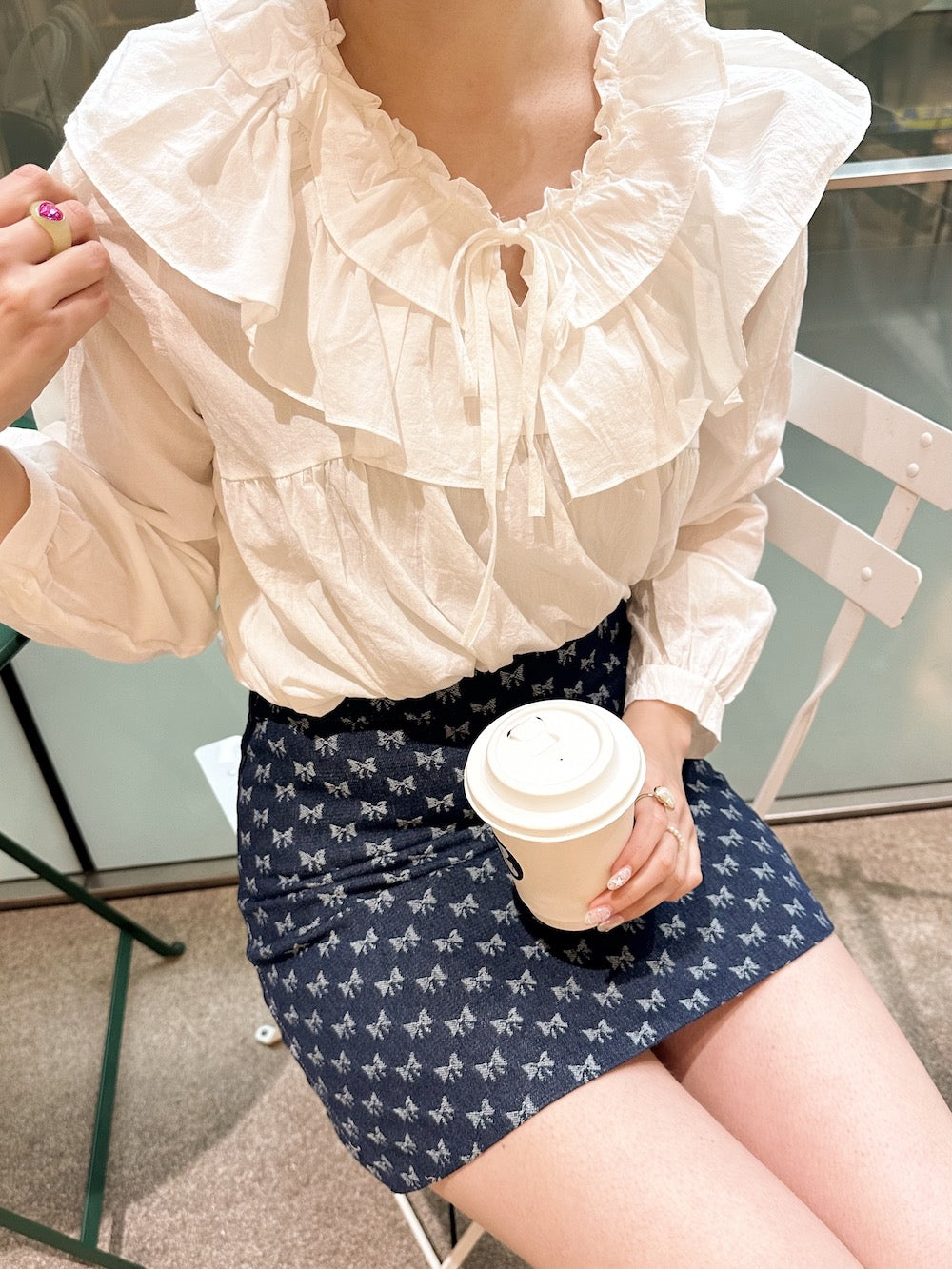 <SL2241624> double frill collar vintage blouse