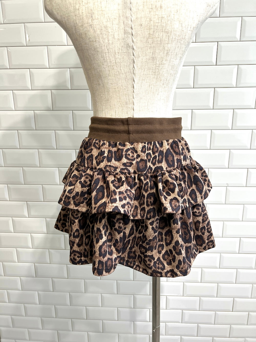 <GR2251508> レオパードティアードミニスカート