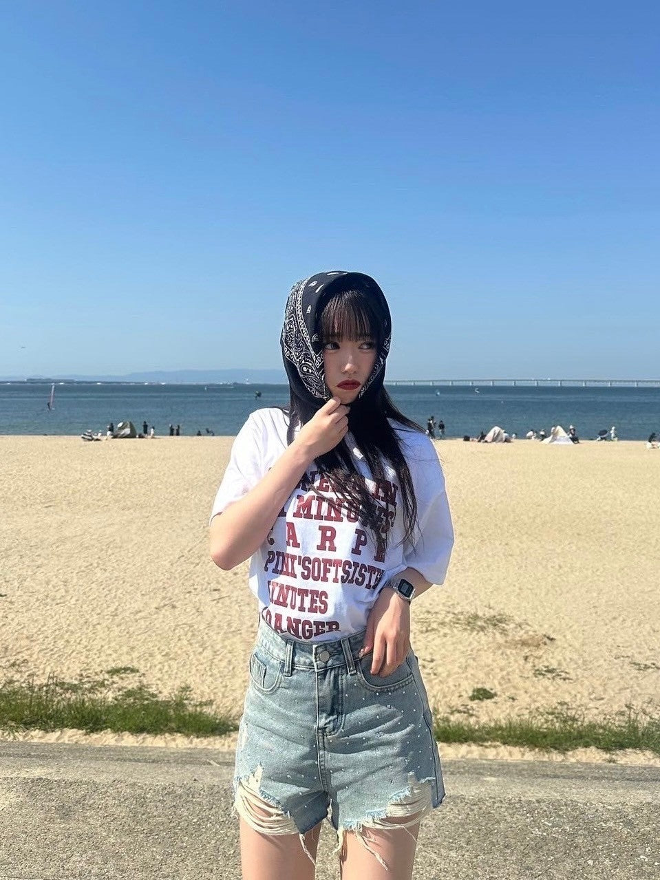 <LE2242914> ビジューデニムショートパンツ