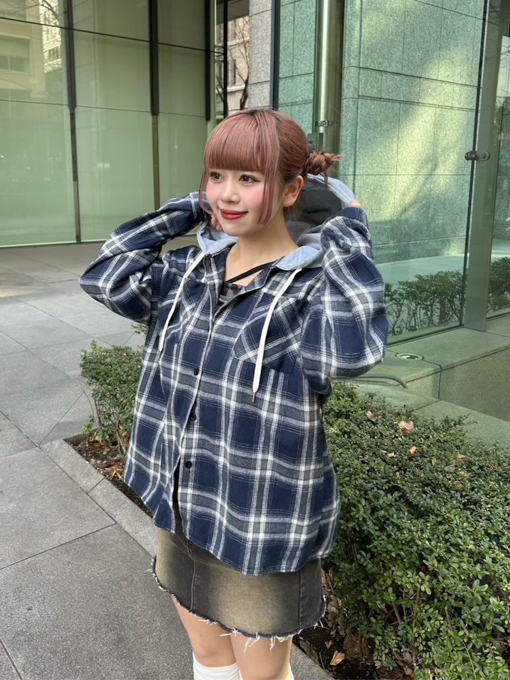 <GR2251503> フーディーチェックシャツ