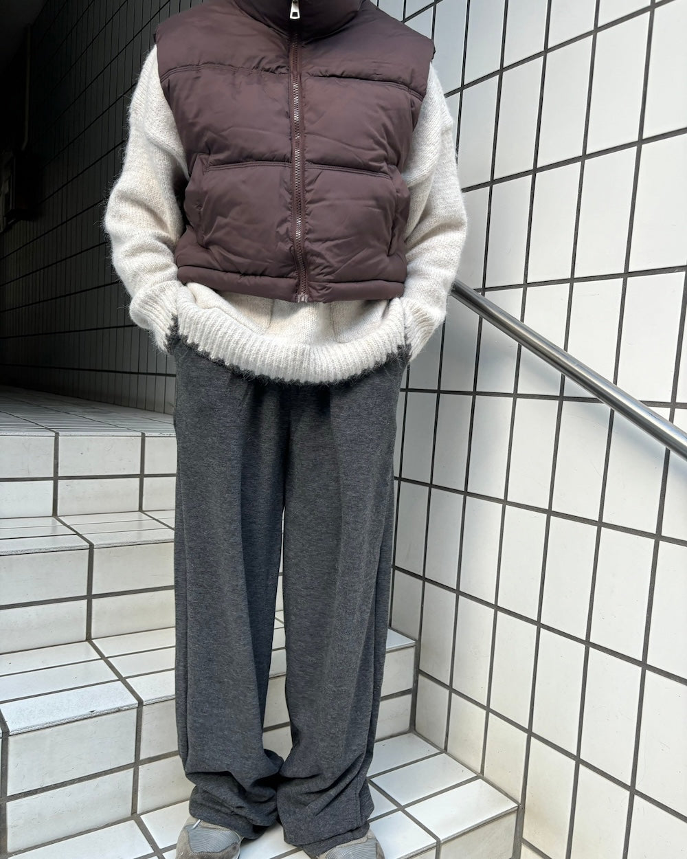 <LI2244106> バイカラーステッチビッグニット