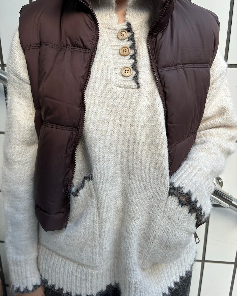 <LI2244106> バイカラーステッチビッグニット