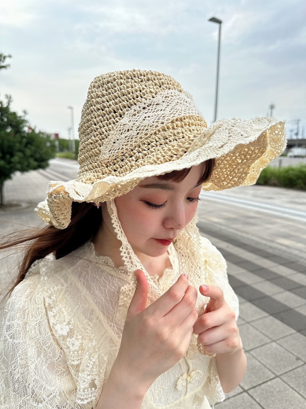 ※ラスト1点! <PP5242701> リボンレースカンカン帽