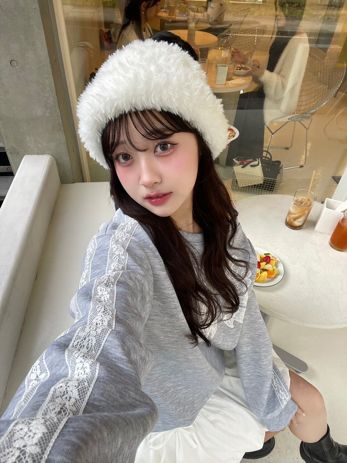 <QU2244204> レースリボンワンショルダースウェット