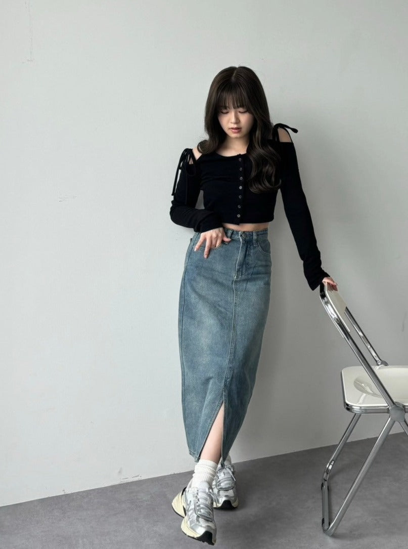 <RN2242004> スリットデニムスカート
