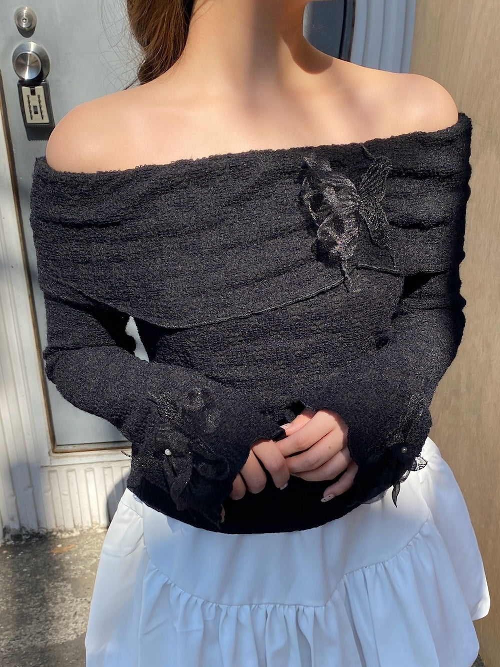 <RN2251001> シアーオフショルブラウス