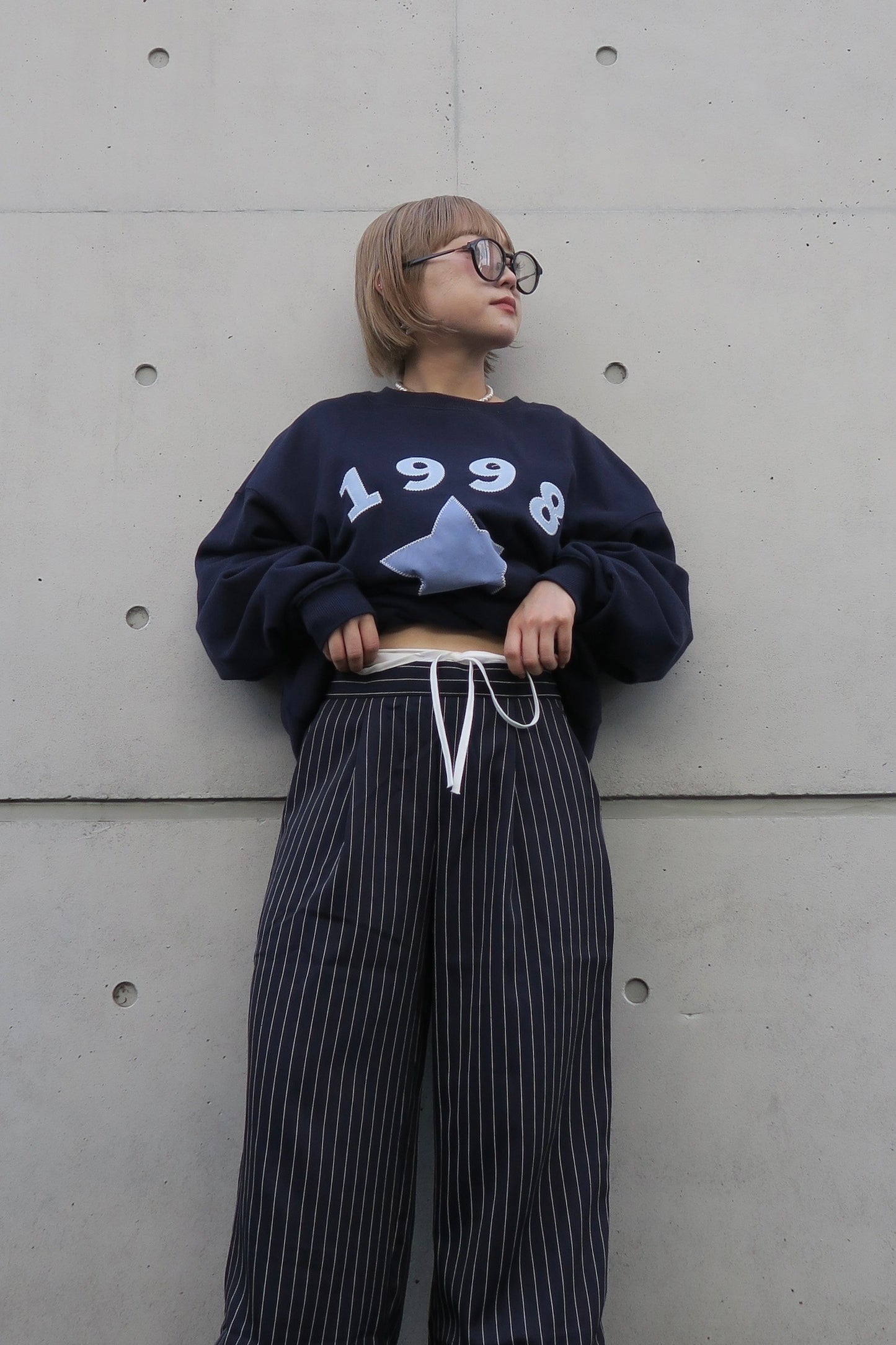 <IT2243406> ウエスト配色ストライプパンツ