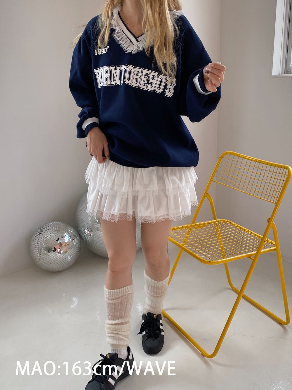 <SL2244628> 裏起毛レースフリルネックスウェット