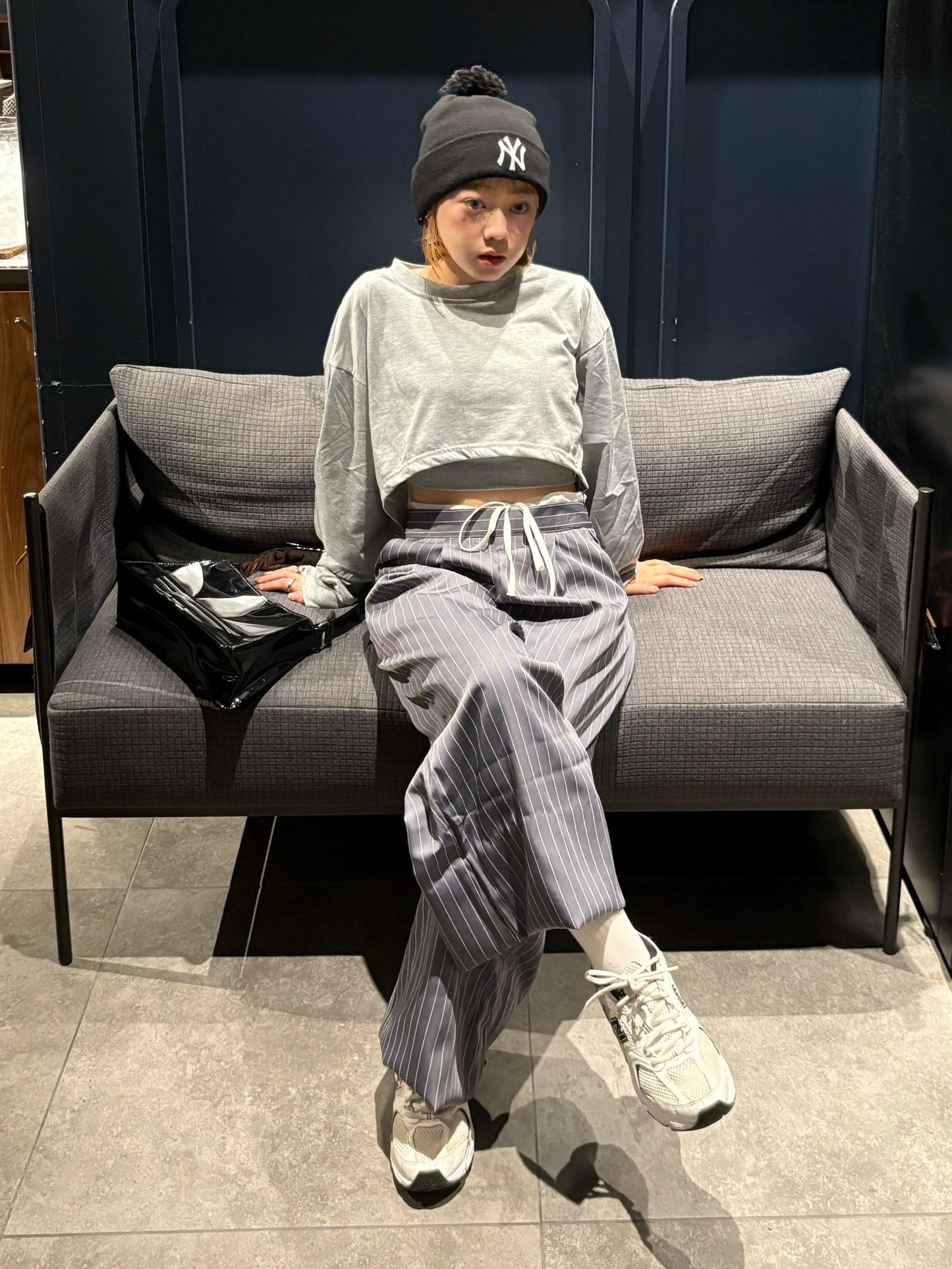 <IT2243406> ウエスト配色ストライプパンツ