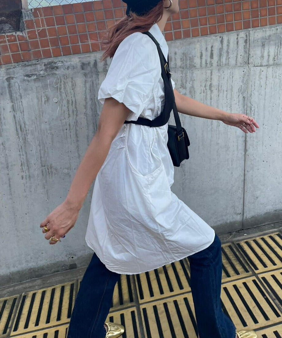 <AN2233305> リボンシャツミニワンピース