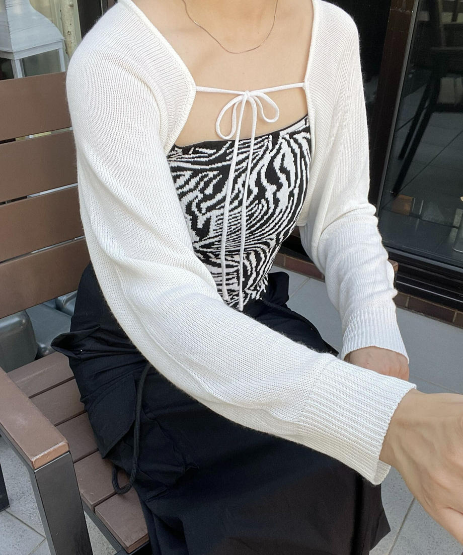 <LT2232103> リボンボレロカーディガン