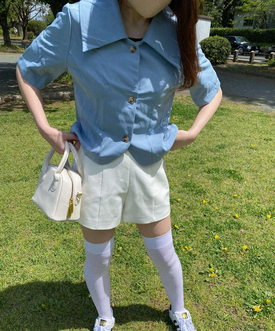 ♥<MY-2212114> ブルー半袖シャツ