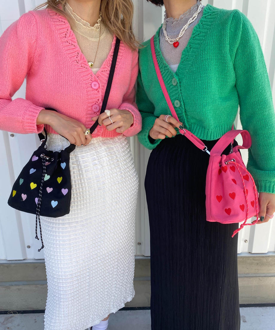 <SL1223701> 2WAYハート刺繍巾着バッグ