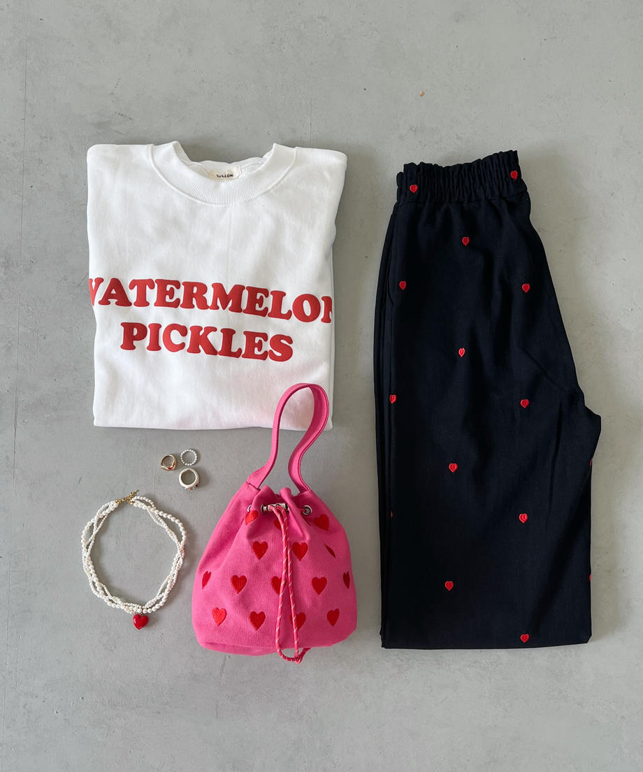 <SL1223701> 2WAYハート刺繍巾着バッグ